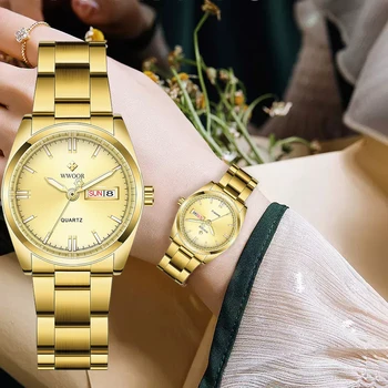 Elegantné Ženy Sledovať WWOOR Luxusné Značky Gold Nehrdzavejúcej Ocele Žena Hodiny Dámy Quartz Nepremokavé Náramkové Hodinky Príčinné Reloj Mujer