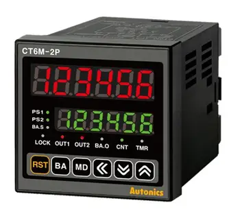 CT6M-2P2 Čítač/Časovač, W72xH72mm, 6-Miestne, LED, 2 Prednastavené, PNP alebo NPN Vstup, Prescale nastavenie hodnoty, Šarže, 2 Relé SPDT(1c)+SPS 0