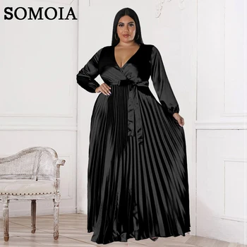 SOMOIA Ženy Plus Veľkosť Maxi Šaty Veľké 2022 Nové Jeseň Luxusné Dizajnér Elegantné Abayas Dlho Moslimských Večierok Oblečenie