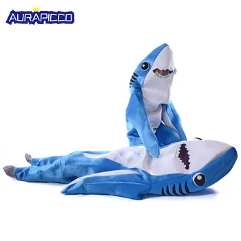 Žralok Modrý Kostým Pre Dospelých Deti Strany Shark Cosplay Jumpsuit Unisex Mora Zvierat Kostým Zábavné Halloween Maškarný Čeľuste Maskot
