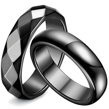 Hladké Čierne Hematite Kamenný Kruh pre Ženy, Mužov, Šperky Pár Jednoduchých Darček Prírodného Kameňa Ploché Non-magnetické Liečenie Prst Krúžky