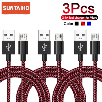3KS Suntaiho Micro USB Kábel pre Xiao Redmi 7 Poznámka: 5 Rýchle Nabíjanie Dátový Kábel pre Samsung S7 S6 Android Mobilný Telefón Kábel