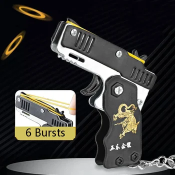 Kovové Mini Hračka Zbraň Skladacie 60 Gumička Outdoorové Športy Keychain 6 Zväzkoch Gumy Streľba Pištoľ Hračky, Zábavné Strán Dieťa Darček