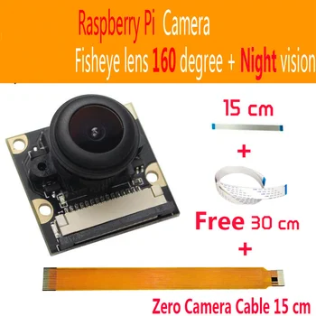 Raspberry Pi 5 megapixelovým Fotoaparátom Modul Široký Uhol fisheye 160 + Nočné Videnie Dohľadu Šošovky 1080p pre Raspberry pi nula 3B+ 4B 0