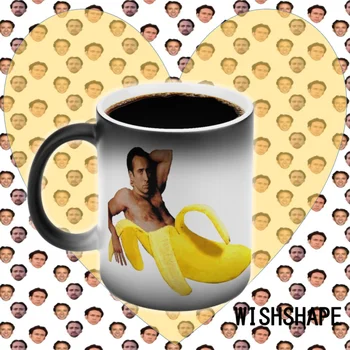 Nicolas Cage Hrnček Banán Meme Zábavné Cestovanie Zmeny Farby Hrnček Lacné Vintage Porcelánové Šálky