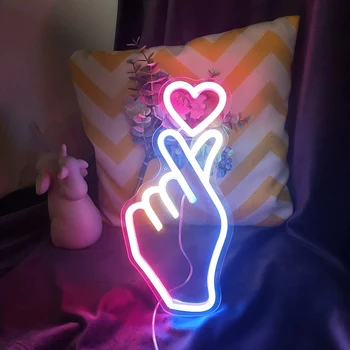 Prst Srdce Láska Vlastné Neónové Značky výtvarné Umenie Bar Dekor Flexibilné Znamenie Svetla Dekorácie LED Neon Znamení Valentína Dary