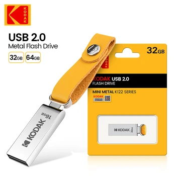Nový KODAK Mini kovové USB Flash Disky lano s karabínou na kľúče, perá, disk USB2.0 palcom disk 32GB 64GB pre auto notebooky MacBook destops