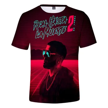Anuel AA T-Shirt Reálne Hasta La Muerte 3D Tlač Streetwear Muži Ženy Móda Nadrozmerné T Shirt Rapper Spevák Hip Hop Tričko Topy