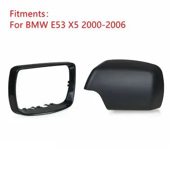 Pár Vľavo, Vpravo, Zadné Zrkadlo Pokrytie Caps & Trim Krúžok Rám pre BMW X5 E53 Rokov 2000-2006 Black ABS Plast Vehicel Náhradný Diel
