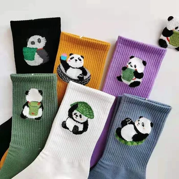 Legrační Karikatúra Ponožky, Roztomilá Panda Zviera Tlače Kawaii Japonsko A Kórejský Štýl Jar Jeseň Ženy Móda Šťastný Bavlnené Ponožky