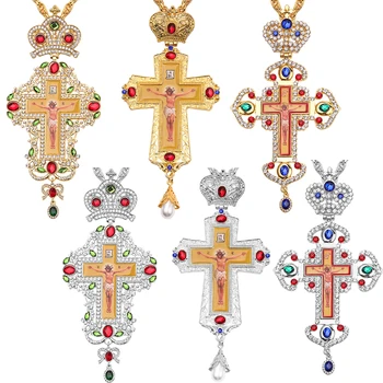 Zlato/striebro Pozlátené kríž prívesky Pravoslávnej Cirkvi Kvalitnú Módu Hiphop franco náhrdelníky zlata Reťazca pre mužov šperky 0