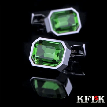 KFLK Šperky tričko svadobné manžetové gombíky pre pánske Značky Green Crystal fashion Putá odkaz Veľkoobchod Tlačidlá Vysoká Kvalita hostí