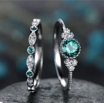 Móda Všestranný Zirkón Dámske Prstene Medené, Strieborné Pozlátené Micro Nastavenie Emerald Krúžky Veľkoobchod Dámske Prstene