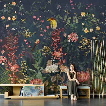 Beibehang Vlastné Európskej retro pastoračnej kvet krajina rose nástennú maľbu, tapety, obývacia izba, TV joj, tapety, samolepky na stenu