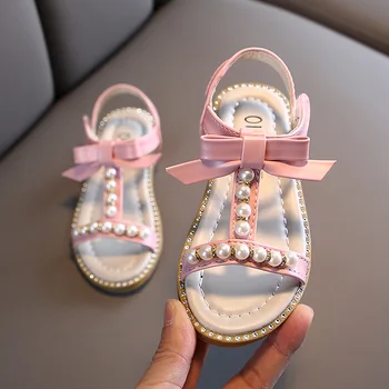 Dievča Sandále Letné Módy Deti, Baby, Dievčatá Bling Pearl Princezná Sandále pre Malé i Veľké Dievča Topánky Batoľa Dievča Ružové Sandále 0