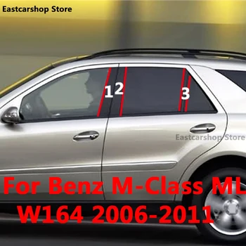 Pre Mercedes Benz M Trieda ML W164 2006-2011 Auto Stredné Okno B C Center Pilier Nálepky PC Strednej Rám Pásy Kryt Príslušenstvo