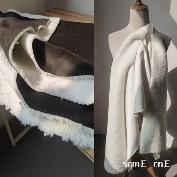 Polyester Semiš Netkané Textílie Faux Baránok Vlna Black White DIY Zime Teplé Rukavice Ručné Bunda, Kabát Oblečenie Dizajnér Textílie