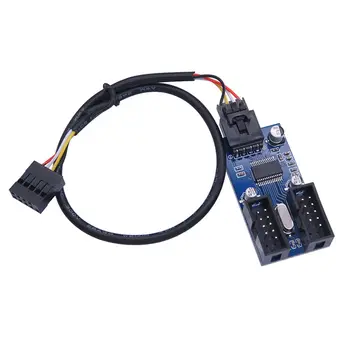 CY Doske 9pin USB 2.0 Hlavičke 1 až 2 Samica Predlžovací Kábel HUB Konektor Adaptéra Port Multilier