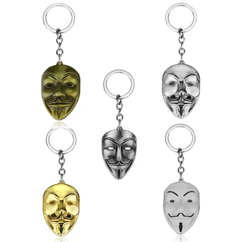 V for Vendetta Keychain Anonymné Maska Krúžok Film Trinket Kovový Prívesok kľúčenky Šperky Darček