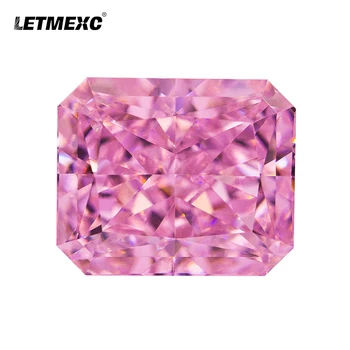 Letmexc Ružová Vysokým počtom atómov Uhlíka Diamant Lab Zirkón Cubic Zirconia Radiant Octagon Drvený Ľad Rez 4K 5A+ Kvalita