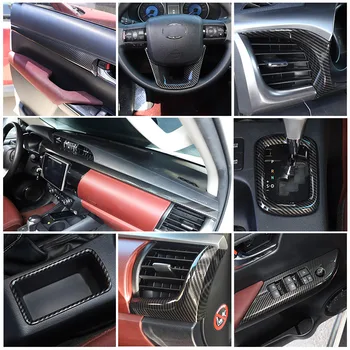 Uhlíkových Vlákien Pre Toyota Hilux 2015-21 ABS Auto Styling Auto, Interiér & Exteriér Tvarované Čalúnenie Panel Kryt Nálepky auto príslušenstvo