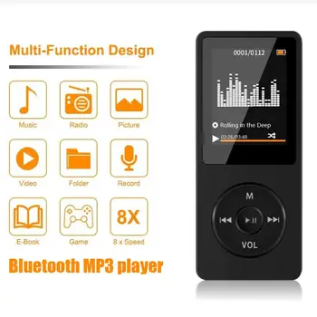 1 Ks Bluetooth-kompatibilné Mp3 Prehrávač Hudby Prenosné Mp4 Fm Rádio, Vonkajší Ultra-tenké Študent Nahrávanie Mp3 Walkman veľkoobchod 0
