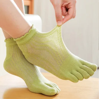 Ženy Bavlna Päť Prstov Ponožky Prehrabať jednofarebné S 5 Prst Krátke Dezodorant Pohodlné Potu-absorpciu Letné Športové Ponožky