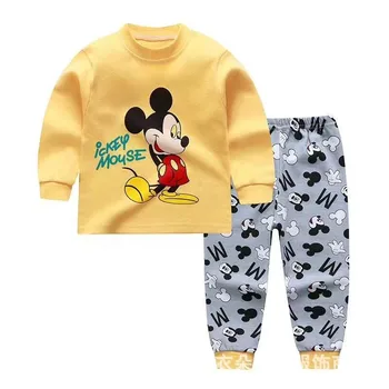 Žltá Mickey 2 ks Baby Boy Šaty Sady Značky Novorodenca Oblečenie, Dlhé Rukávy Topy+nohavice Vyhovovali Deti Bebes Bielizeň 0