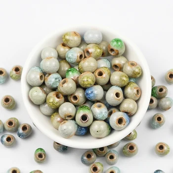 JHNBY 50pcs Čínsky keramické korálky 6/8/10 MM Kolo Dištančné Porcelánu Voľné korálky pre Šperky, náramky, prívesky, takže DIY Hľadanie