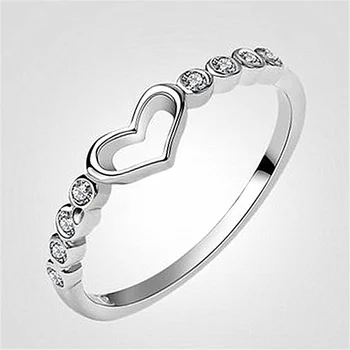 925 Sterling Silver Žena Sladké Krúžok Prst Kórea Štýl Jednoduché Srdce, Kruh, Krúžok pre Ženy Roztomilý Dievča Šperky Prstene
