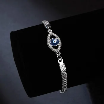 Luxusné Strieborné Farba Crystal Tureckej Modrej Zlým Okom Náramky Pre Ženy, Ruky, Srdce Motýľ Kríž Kúzlo Náramky Šťastie Šperky