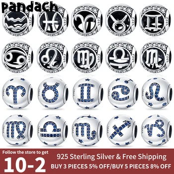 kúzlo 925 originales dvanásť súhvezdí vzor perličiek fit pandora 925 originálny náramok šperky pre ženy šťastné číslo korálky