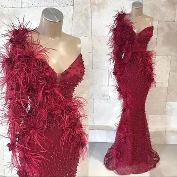 Jeden Ramenný Morská víla Šaty Ples 2021 Čipky Korálky 3D Kvetinovým Appliqued Dĺžka Podlahy Formálne Šaty na Zákazku vestidos de gala 0
