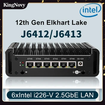 12. Gen Firewall Smerovača Elkhart Lake Celeron J6413 J6412 6x Intel i226-V 2500Mbps karty nic bez ventilátora Mini PC Router OPNsense Proxmox