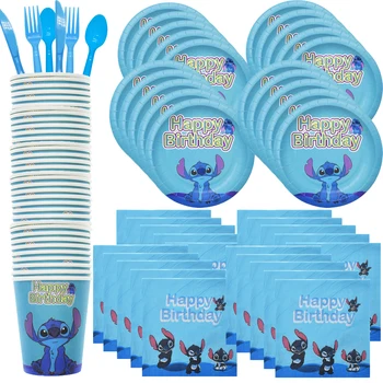 Disney ' Lilo & Stitch Happy Birthday Party Dodávky Chlapci Dievčatá Baby Sprcha Steh Party Dekorácie Jednorazové Tablewares Nastaviť