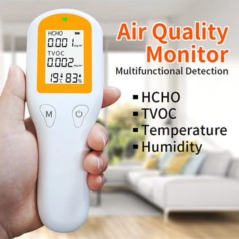 Digitálne Prenosné Formaldehyd HCHO TVOC Teplota Vlhkosť Multifunkčný Tester Kvality Ovzdušia Monitor Krytý Gas Analyzer