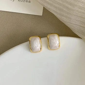 Kórejský Elegantné 14K Reálne Pozlátené Shell Hoop Náušnice Pre Ženy aretes de mujer modernos 2022 Trend Šperky, Svadobné Party Darček 0