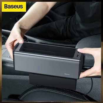 Baseus Auto Úložný box Univerzálny Auto Organizátor Úložný Box Dual USB Nabíjanie Pre Organizátor Vrecku Peňaženku Cigariet dôležité Telefónne Holde