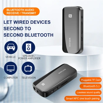 NFC BT5.1 TF Karty, Bluetooth Prijímač Vysielač 3,5 mm A 2,5 mm AUX IN/OUT Bluetooth Súprava do Auta Vzdialený Funkciu Telefónu, Stereo 0