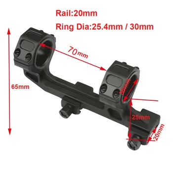 1 Palcový 25,4 očakávané mm / 30 mm Ring Rozsah Mount automatizačná technika M4 AR 15 Black 20 mm Picatinny Rail Základňu Pre Lov Refile Rozsah Caza