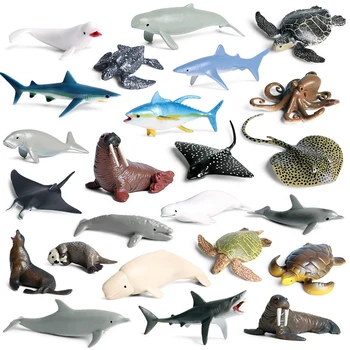 More, Morské Živočíchy Dolphin Krab Shark Korytnačka Model Akcie Obrázok Figúrky Tichom Morské Akvárium Miniatúrne Vzdelávania hračka pre Dieťa