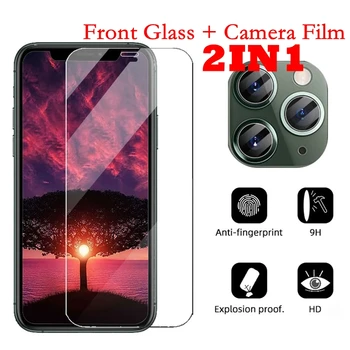2-v-1 Predné Sklo+Kamera Len Film Pre iPhone 12 Pro Max 12 Mini 7 8 X Plus Desať 10 XR XS Max 11 Pro Max Screen Protector Film