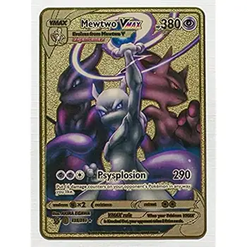 8.8*6.3 cm Pokémon Gold card Metwo vmax Diablo Zriedkavé Lesk Kovov Karty Zberateľské, Musí Zbierku hračiek pre deti