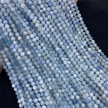 Veľkoobchod Prírodné Akvamarínov Tvárou Guľôčky príslušenstvo 5/6 mm Módne Charms Crystal DIY Gem Korálky Pre Šperky, Takže Náramok