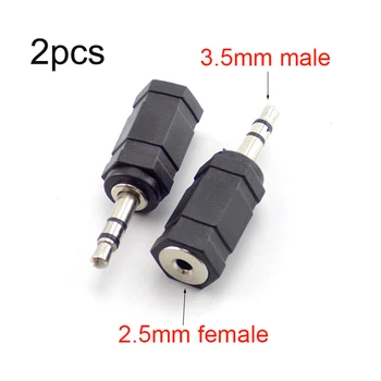 2 ks Stereo Jack Samec Konektor 3,5 mm na Ženy, Konektor 2,5 mm Audio Converter Pre PC, Telefón, Slúchadlá Slúchadlá Adaptér Kábel Jack