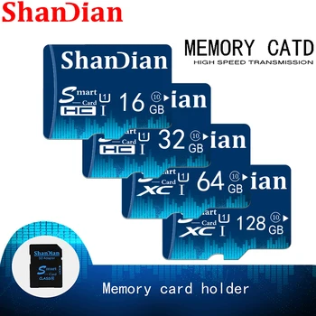 SHANDIAN Smart Pamäťovú SD Kartu 128 gb kapacitou 32 GB, 64 gb Class 6 Zadarmo Darčekové Karty, Čítačky, 8GB, 16GB SD/TF Flash Pamäťová Karta na Telefón