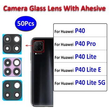 50Pcs，Pôvodný Pre Huawei P40 Pro P40 Lite 5G P40 Lite E P40 Lite Fotoaparát Sklo zadné Zadné sklo Objektívu Fotoaparátu S Lepidlo Lepidlo