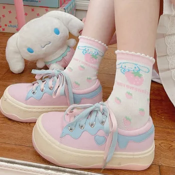 Sanrio Kawaii Cinnamoroll Kitty Ponožky Plyšové Karikatúra Roztomilý Jk Lolita Jahoda Plushie Mid-Trubice Ponožky Anime Hračky pre Dievčatá
