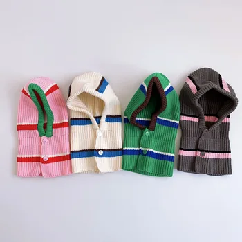 Deti bump farebný prúžok vytiahnite vlasy klobúk kórejský západný štýl baby vlasy klobúk, šatku na dve skupiny CHIC vietor teplý klobúk