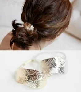 Južná Kórea Módny Štýl Šperky Zanecháva Vlasy Elastický Krúžok Kórejský Dámy Vlasy Lano Zlatá Farba Headdress Kvet